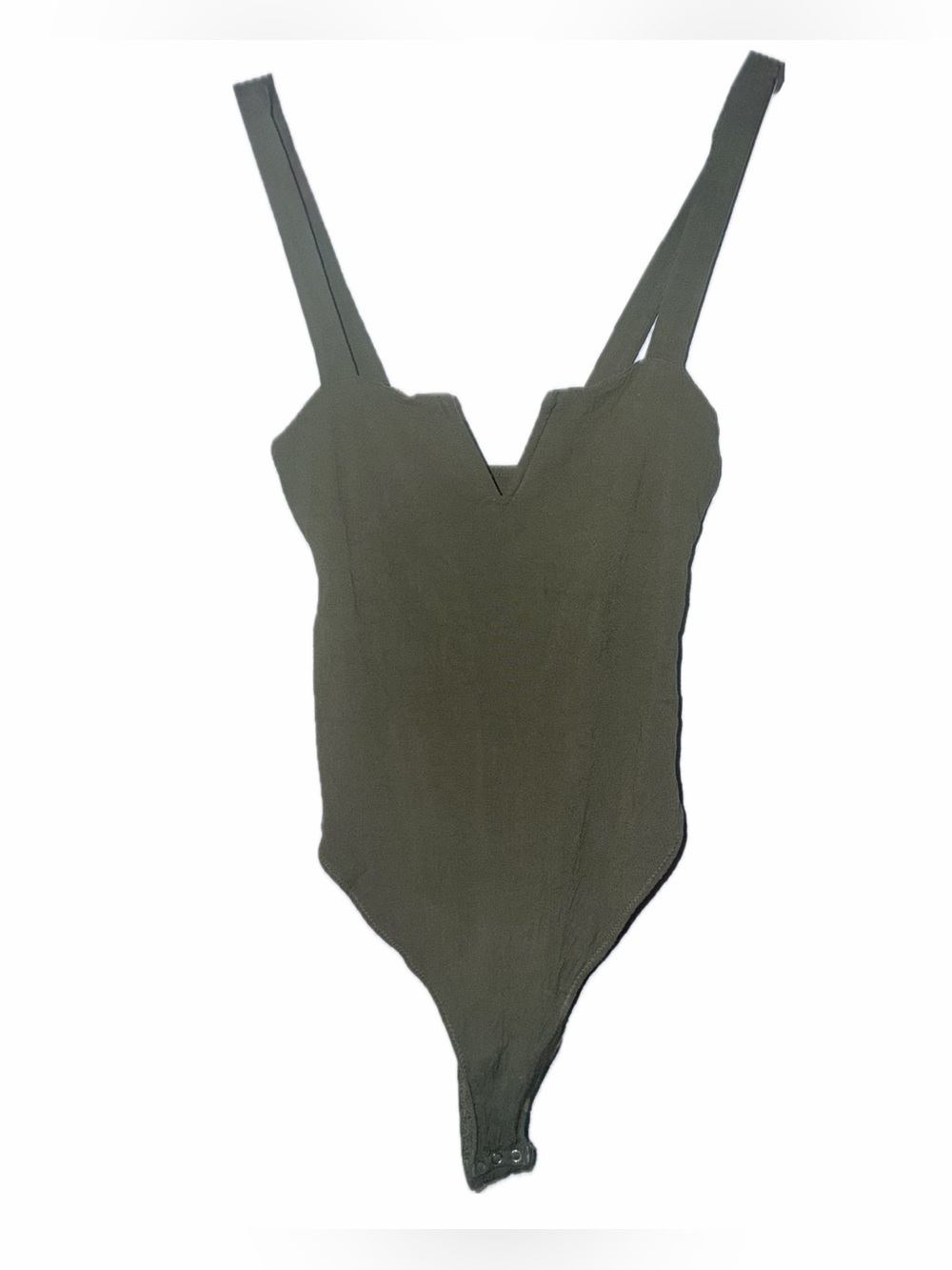 Free People Military Green canvas bone V-Neck Bodysuit